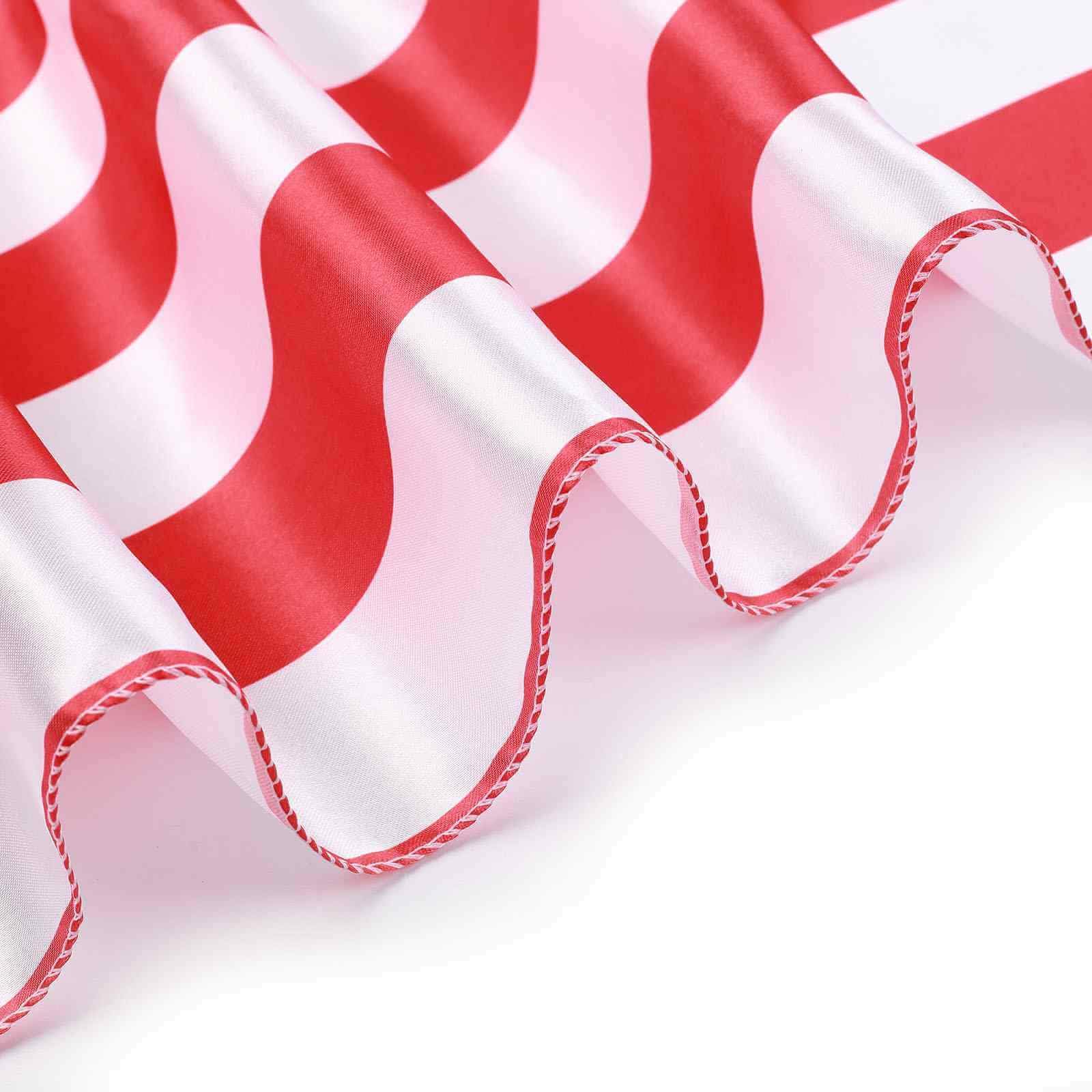 Tableclothsfactory 12" x 108" Satin Stripes Premium Table Runner for Wedding Decor Fit Rectangle and Round Table - Red/White - Image 8