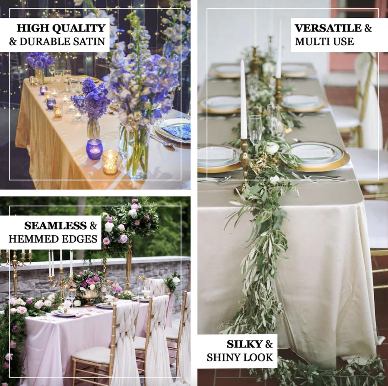 Tableclothsfactory 12"x108" Gold Satin Stripe Table Runner, Elegant Tablecloth Runner - Image 9