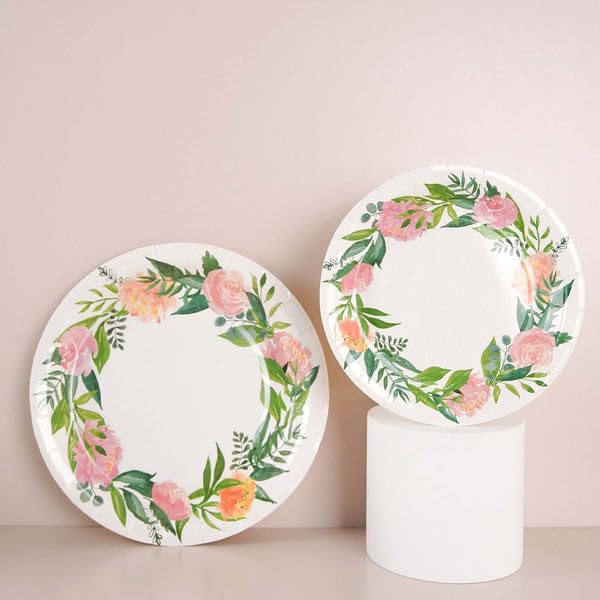 Tableclothsfactory 25 Pack | 7" Spring Floral Premium Dessert, Appetizer Paper Plates, Disposable Party Plates - 300 GSM - Image 4
