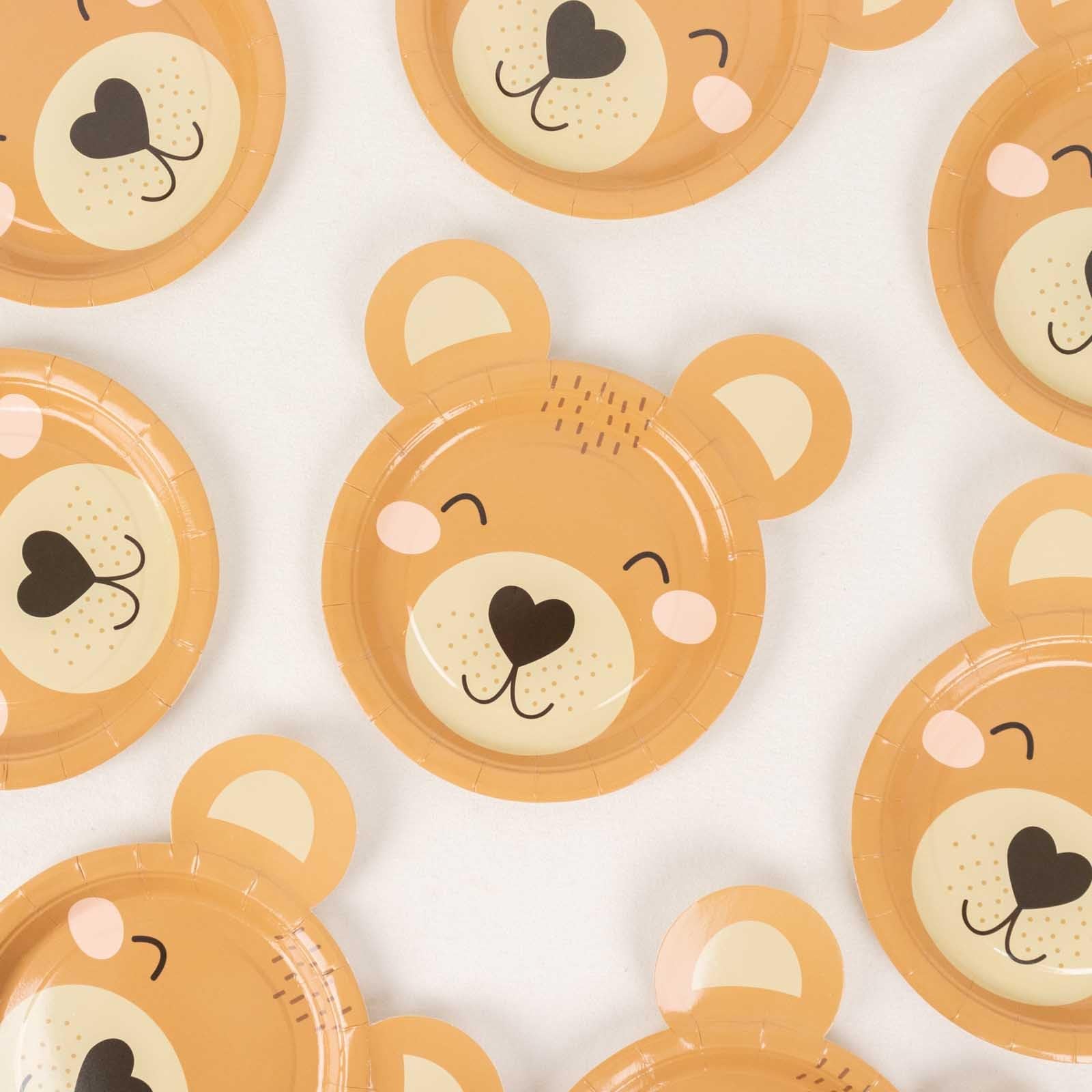 Tableclothsfactory 25 Pack Brown Teddy Bear Dessert Appetizer Paper Plates, 7" Round Animal Print Eco-Friendly Baby Shower Party Plates - 300GSM - Image 9
