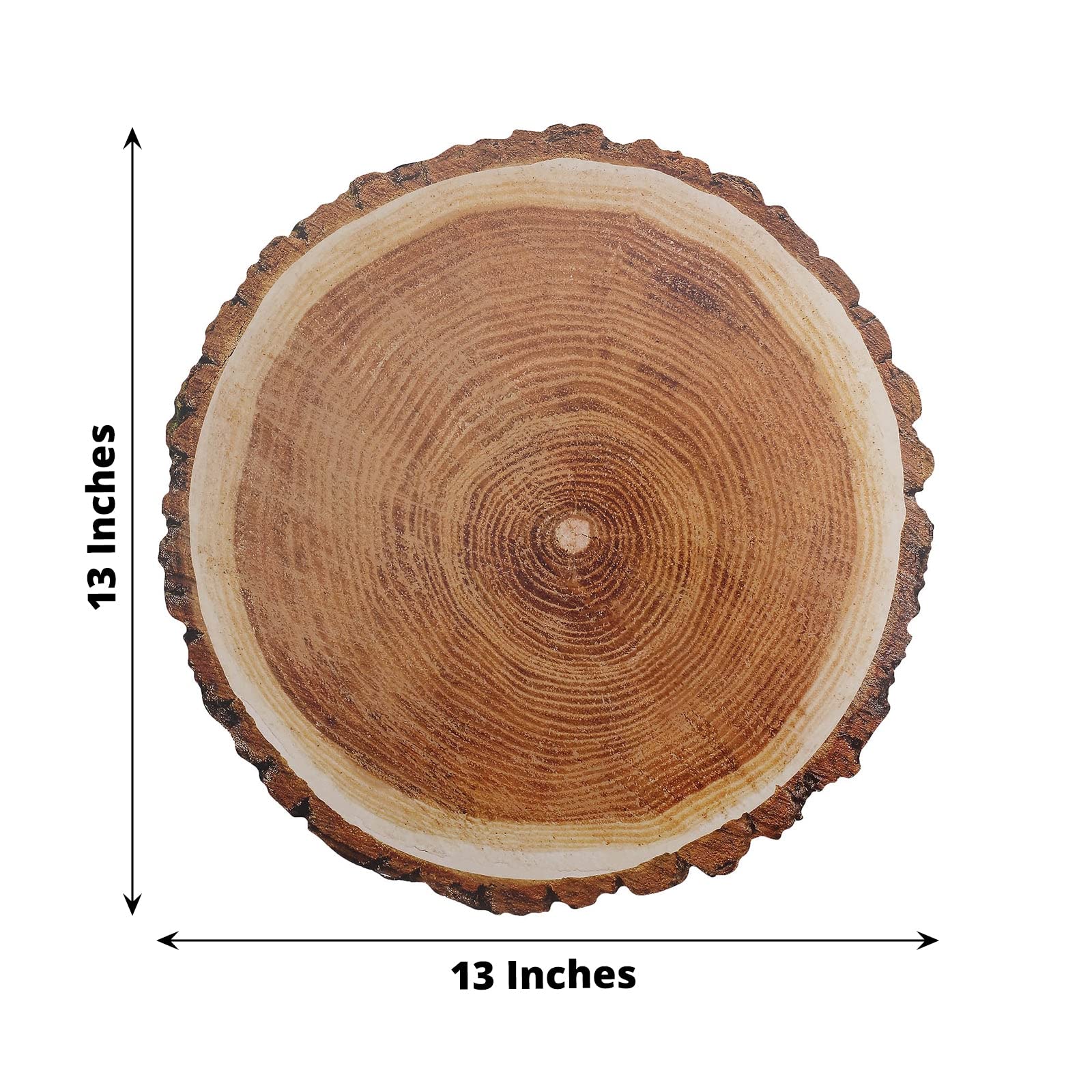 Tableclothsfactory 6 Pack | 13" Rustic Natural Wood Slice Design Disposable Serving Trays, Round Farmhouse Paper Charger Plates - Image 3