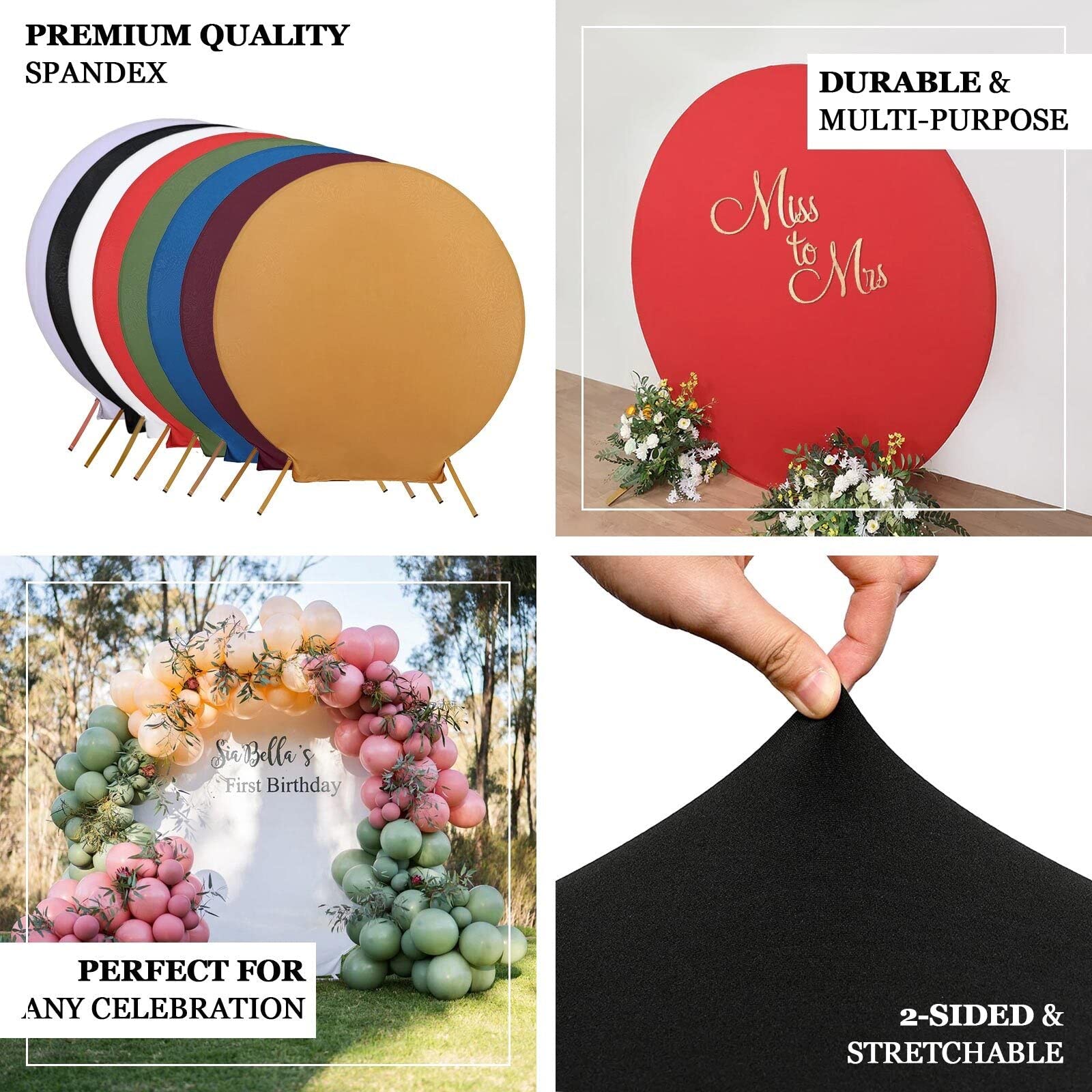 Tableclothsfactory 7.5ft Matte Nude Round Spandex Fit Wedding Arch Backdrop Cover - 2-Sided Custom Fit Backdrop Stand Arch Cover - Image 4