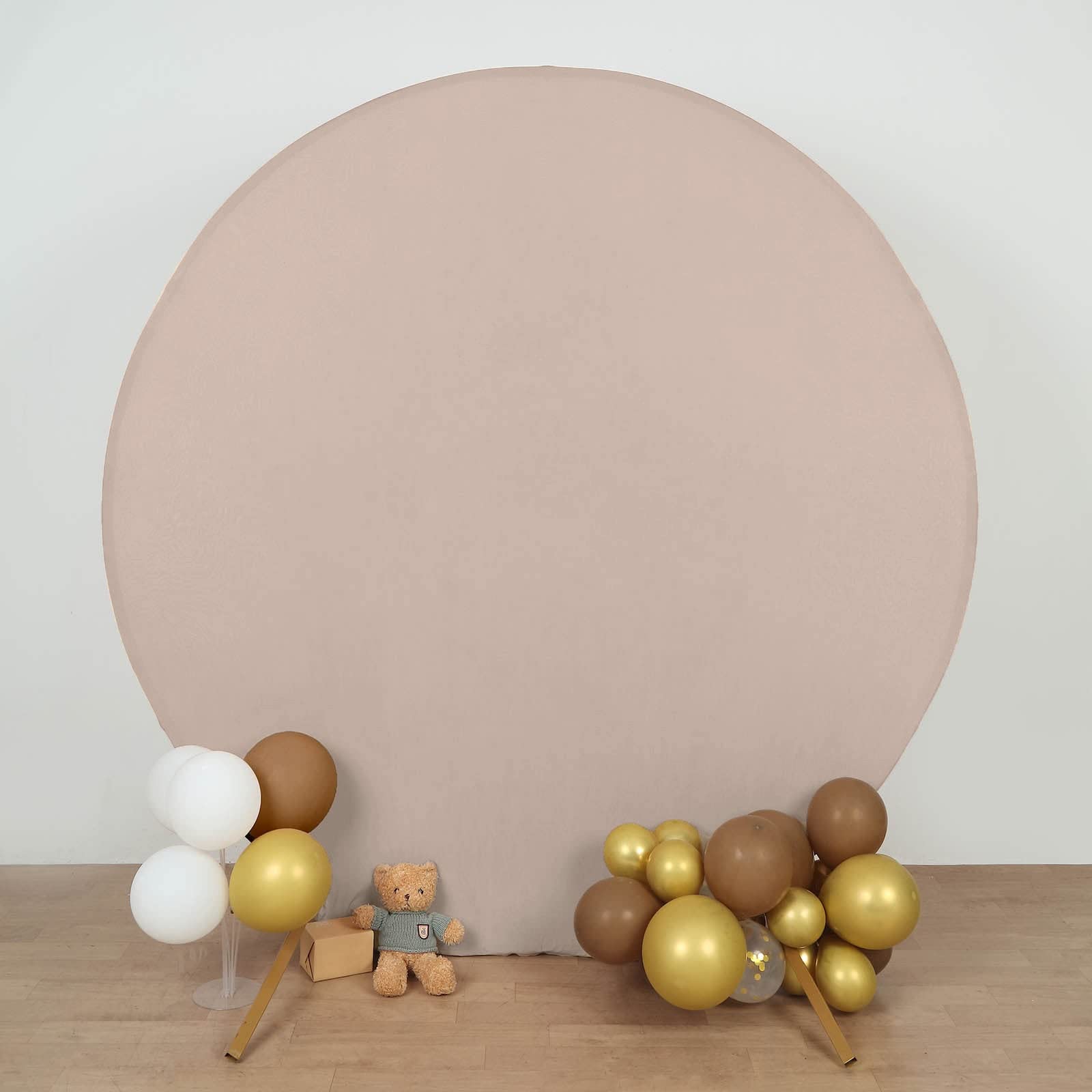 Tableclothsfactory 7.5ft Matte Nude Round Spandex Fit Wedding Arch Backdrop Cover - 2-Sided Custom Fit Backdrop Stand Arch Cover - Image 7