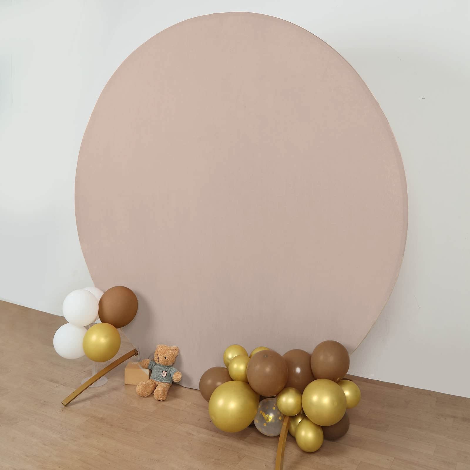 Tableclothsfactory 7.5ft Matte Nude Round Spandex Fit Wedding Arch Backdrop Cover - 2-Sided Custom Fit Backdrop Stand Arch Cover - Image 8