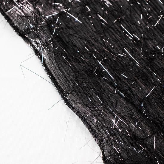 Tableclothsfactory 72" Black Metallic Fringe Shag Tinsel Square Polyester Table Overlay - Image 8
