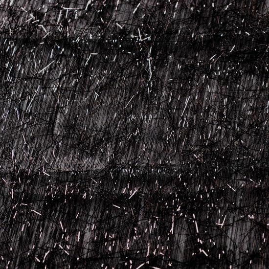 Tableclothsfactory 72" Black Metallic Fringe Shag Tinsel Square Polyester Table Overlay - Image 9