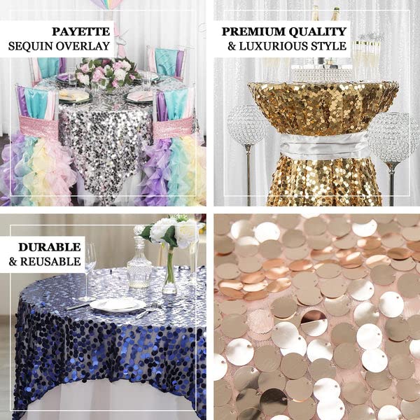 Tableclothsfactory 72" Premium Big Payette Sequin Overlay for Wedding Banquet Catering Party Table Decorations-Matte Champagne - Image 4