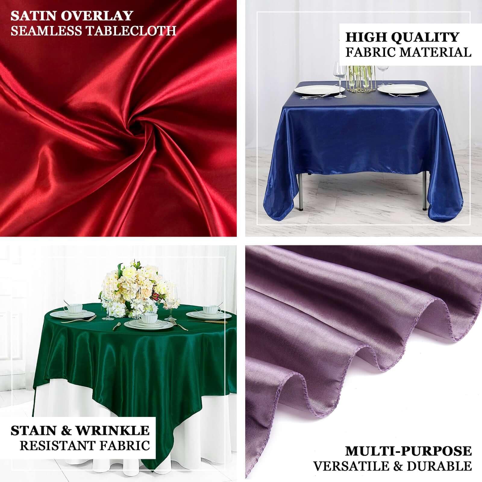 Tableclothsfactory 72" Satin Square Tablecloth Overlay for Wedding Catering Party Table Decorations Tablecloth Cover - Taupe - Image 4