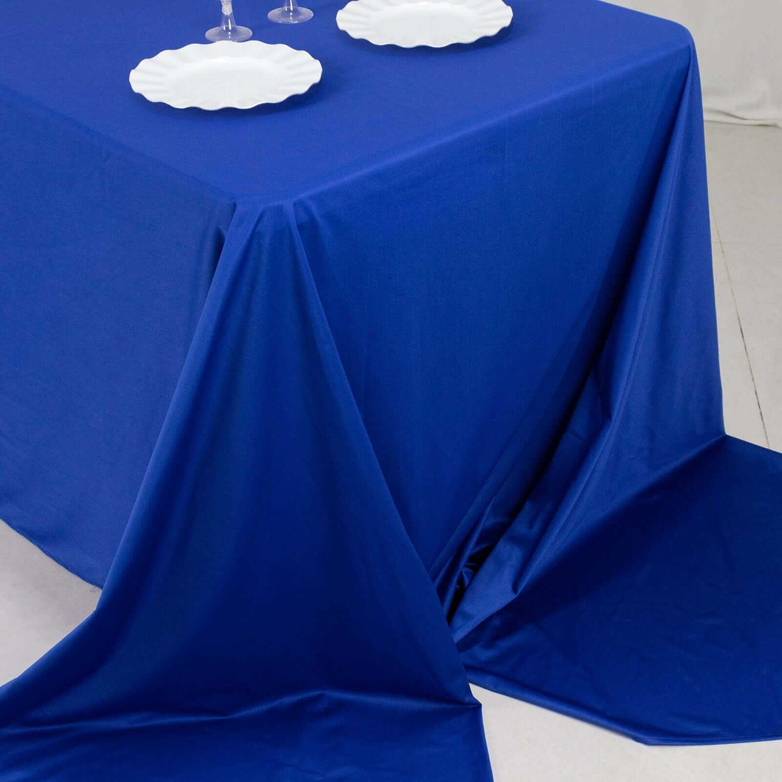 Tableclothsfactory 90"x156" Royal Blue Premium Scuba Rectangular Tablecloth, Wrinkle Free Polyester Seamless Tablecloth - Image 6