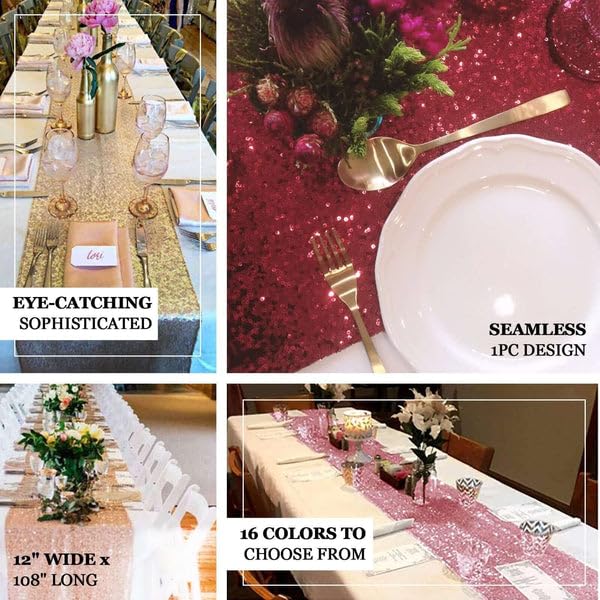 Tableclothsfactory Dusty Blue Sequin Premium Table Runners for Weddings Birthday Parties Decor Fit Rectangle and Round Table 108x12 - Image 4