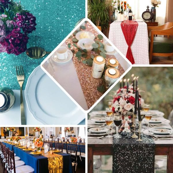 Tableclothsfactory Dusty Blue Sequin Premium Table Runners for Weddings Birthday Parties Decor Fit Rectangle and Round Table 108x12 - Image 5