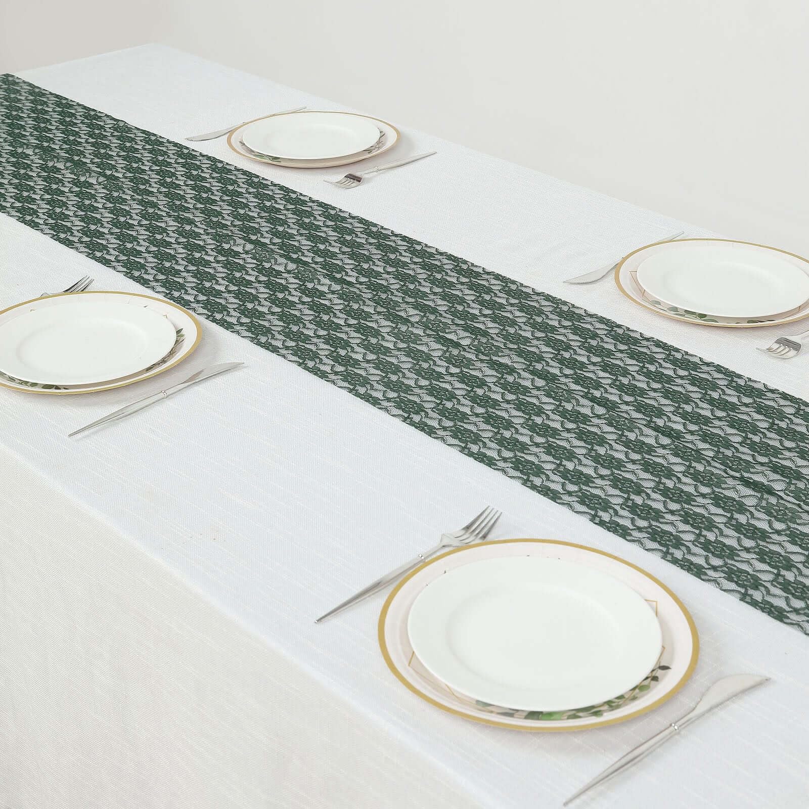 Tableclothsfactory Floral Lace Premium Table Top Runner for Weddings Birthday Party Decor Fit Rectangle and Round Table - Hunter Emerald Green - Image 8