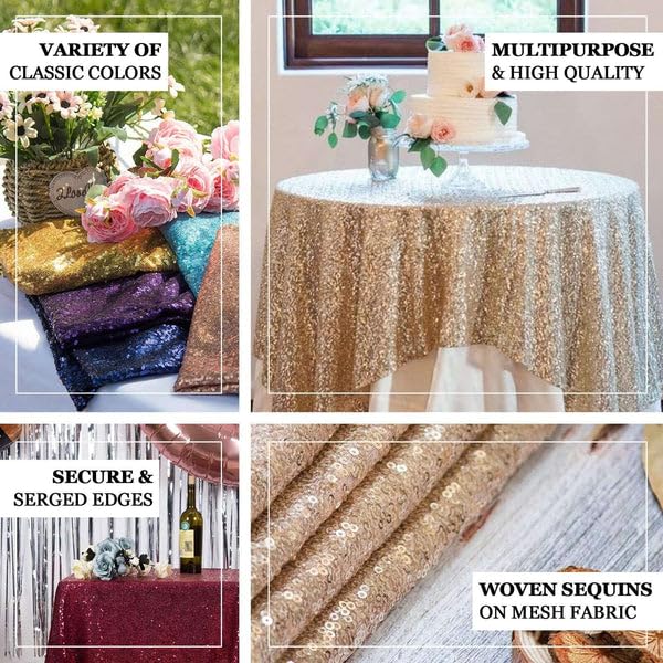 Tableclothsfactory Luxury Hunter Emerald Green Sequin Square Tablecloth Overlay Square Tablecloth Cover for Wedding Party Event Banquet - 60" x 60" - Image 4