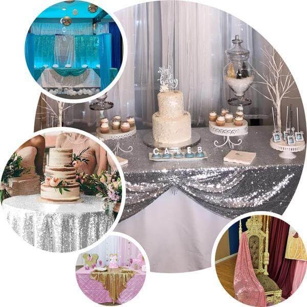 Tableclothsfactory Luxury Hunter Emerald Green Sequin Square Tablecloth Overlay Square Tablecloth Cover for Wedding Party Event Banquet - 60" x 60" - Image 5