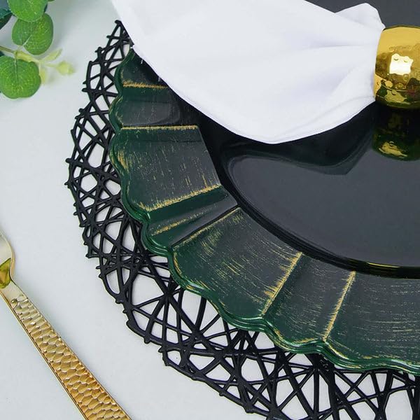 Tableclothsfactory Set of 6-13" Round - Hunter Emerald Green Plastic Charger Plates with Waved Scalloped Rim for Wedding, Outdoor Receptions, Banquets, Holiday Dinner Plates Chargers - Image 7